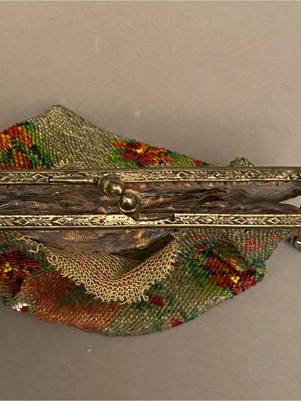 Antique Micro Beaded Floral Purse Victorian Design with Ornate Detail As-Is - Picture 11 of 15